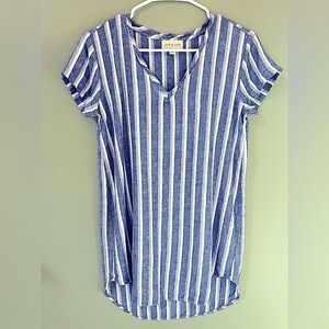 Anthropologie Cloth & Stone linen blend stripe dress size extra small